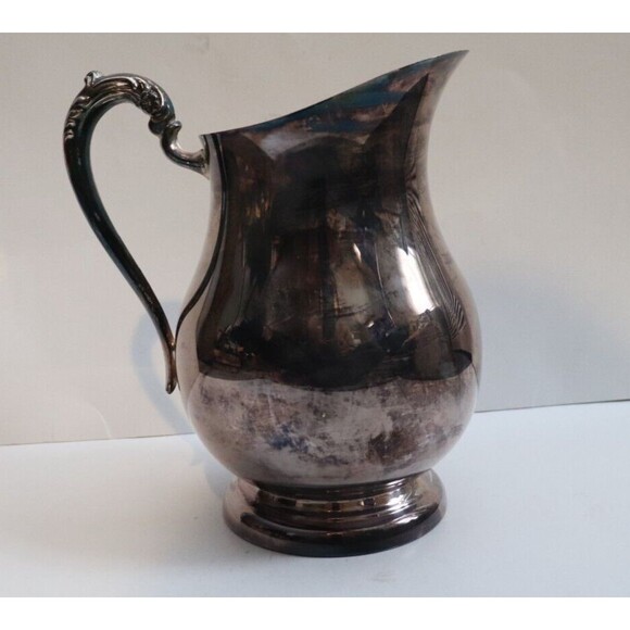 Vintage FB Rogers Acanthus Silver Plate Water Pitcher w/ Ice Guard Pedestal Base - Picture 3 of 6